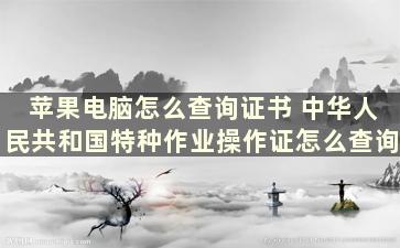 苹果电脑怎么查询证书 中华人民共和国特种作业操作证怎么查询